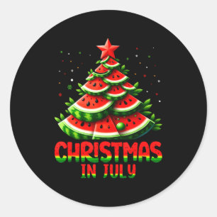 Christmas In July Watermelon Tree Summer Mens Wome Classic Round Sticker