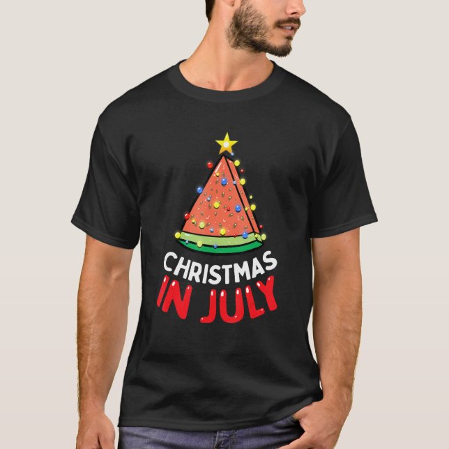 Christmas in July Watermelon Xmas Tree Men Women K T-Shirt (Front)