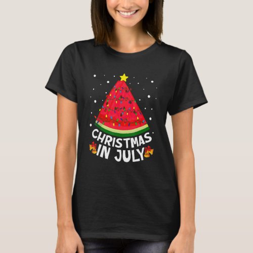 Christmas In July Watermelon Xmas Tree Summer Kids T_Shirt