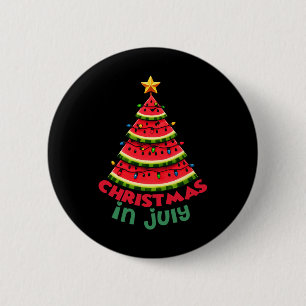 Christmas In July Watermelon Xmas Tree Summer Men Button