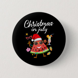 Christmas In July Watermelon Xmas Tree Summer Men Button