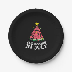 Christmas In July Watermelon Xmas Tree Summer Men Paper Plates