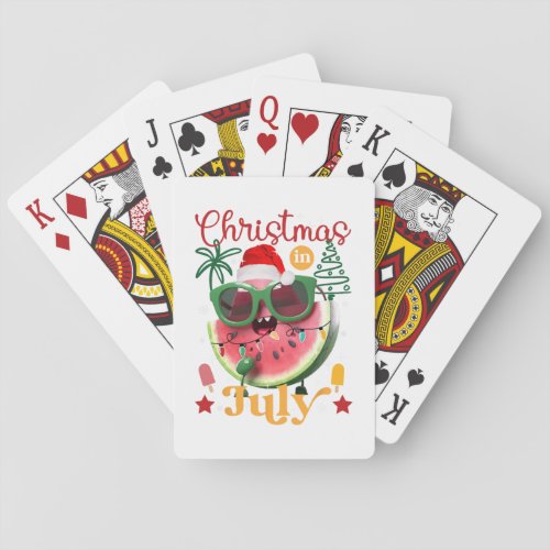 christmas in july watermelon xmas tree summer men  playing cards