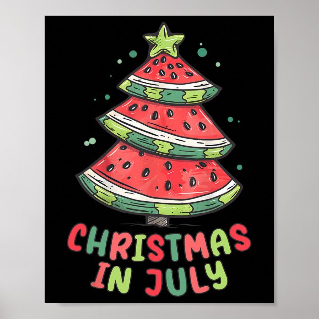 Christmas In July Watermelon Xmas Tree Summer Men  Poster (Front)