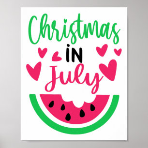 Christmas In July Watermelon Xmas Tree Summer Men  Poster