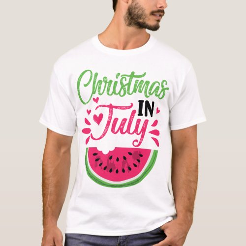 Christmas In July Watermelon Xmas Tree Summer T_Shirt