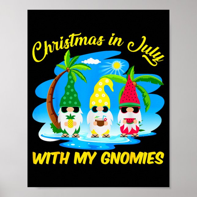 Christmas In July With My Gnomies Beach Summer Chr Poster (Front)