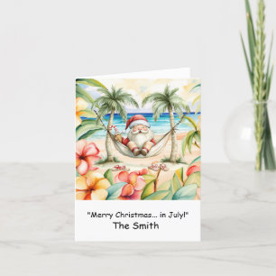 Christmas in July with Santa at Beach Holiday Card