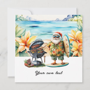 Christmas in July with Santa at the beach Holiday Card