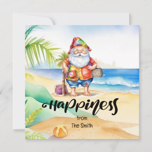 Christmas in July with SANTA CLAUS on the beach  Holiday Card