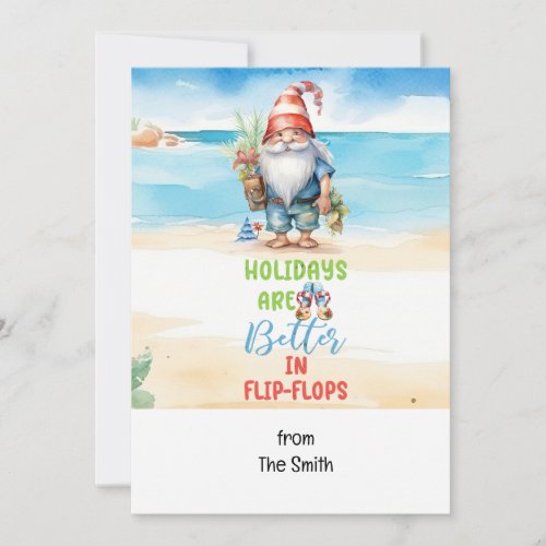 Christmas in July with SANTA CLAUS on the beach  Holiday Card