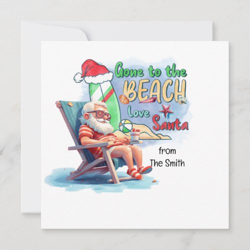 Christmas in July with SANTA CLAUS on the beach  Holiday Card