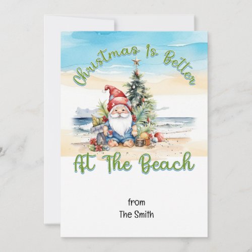 Christmas in July with SANTA CLAUS on the beach  Holiday Card