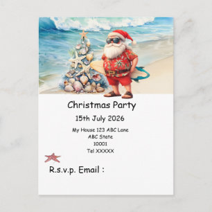 Christmas in July with SANTA CLAUS on the beach Postcard