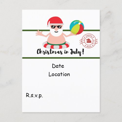 Christmas in July with SANTA CLAUS on the beach    Postcard