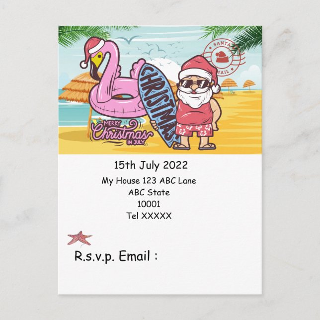 Christmas in July with SANTA CLAUS  Postcard (Front)