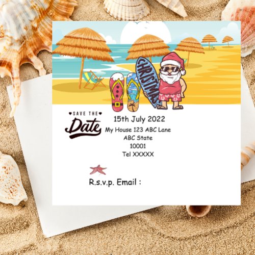 Christmas in July with SANTA CLAUS Save the date  Invitation