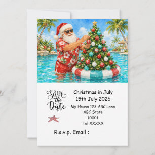 Christmas in July with SANTA CLAUS Save the date Invitation