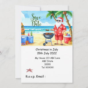 Christmas in July with SANTA CLAUS Save the date  Invitation