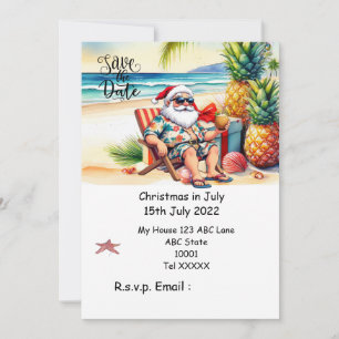 Christmas in July with SANTA CLAUS Save the date Invitation