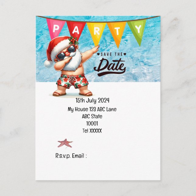 Christmas in July with SANTA CLAUS Save the date   Postcard (Front)