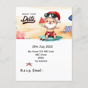 Christmas in July with SANTA CLAUS Save the date   Postcard