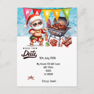 Christmas in July with SANTA CLAUS Save the date Postcard