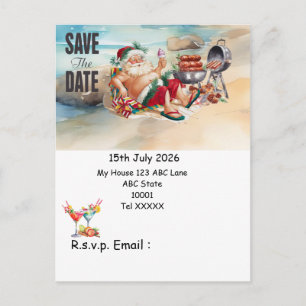 Christmas in July with SANTA CLAUS Save the date Postcard