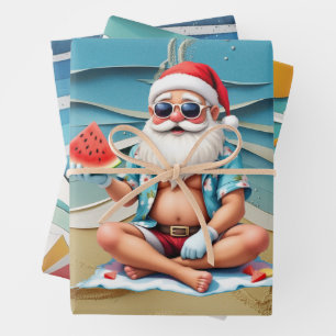 Christmas in July with SANTA CLAUS   Wrapping Pape Paper Sheets