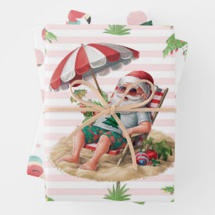 Christmas in July with SANTA CLAUS Wrapping Paper Sheets