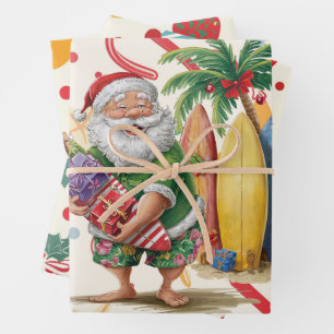 Christmas in July with SANTA CLAUS   Wrapping Paper Sheets
