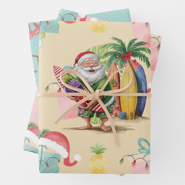 Christmas in July with SANTA CLAUS   Wrapping Paper Sheets (In situ)