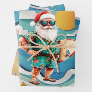 Christmas in July with SANTA CLAUS Wrapping Paper Sheets