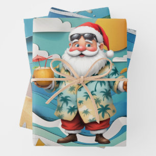 Christmas in July with SANTA CLAUS Wrapping Paper Sheets