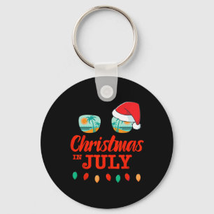 Christmas In July With Sungles Santa Hat For Summe Keychain