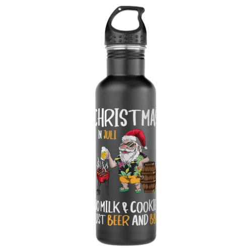Christmas In Julyanta Claus Goes On Holiday Barbec Stainless Steel Water Bottle