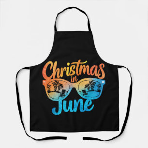 Christmas In June Sunglasses Funny Summer Vacation Apron