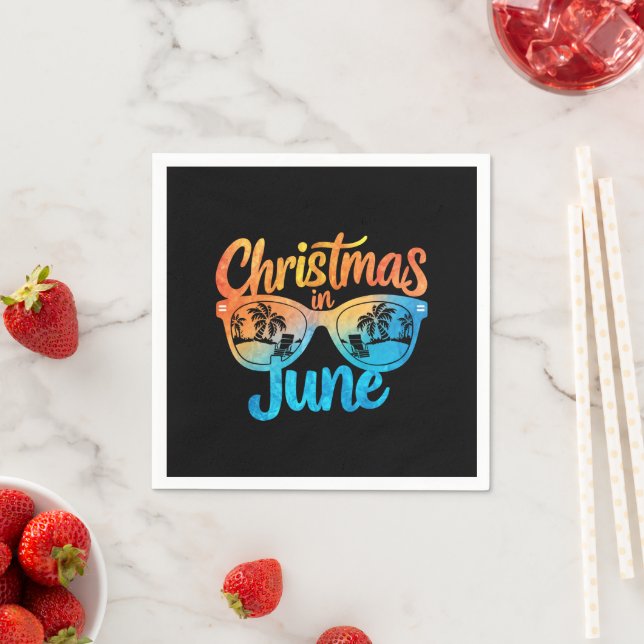 Christmas In June Sunglasses Funny Summer Vacation Napkins (Insitu)