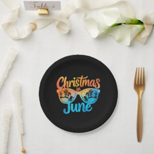 Christmas In June Sunglasses Funny Summer Vacation Paper Plates