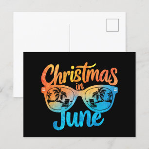 Christmas In June Sunglasses Funny Summer Vacation Postcard