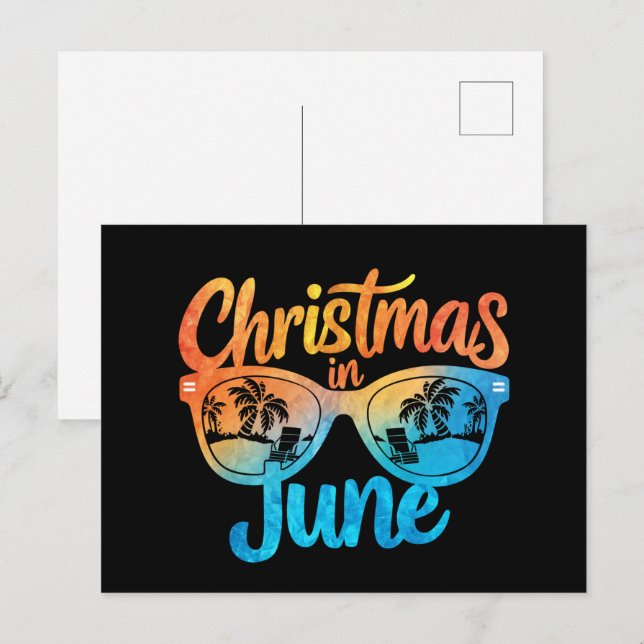 Christmas In June Sunglasses Funny Summer Vacation Postcard (Front/Back)