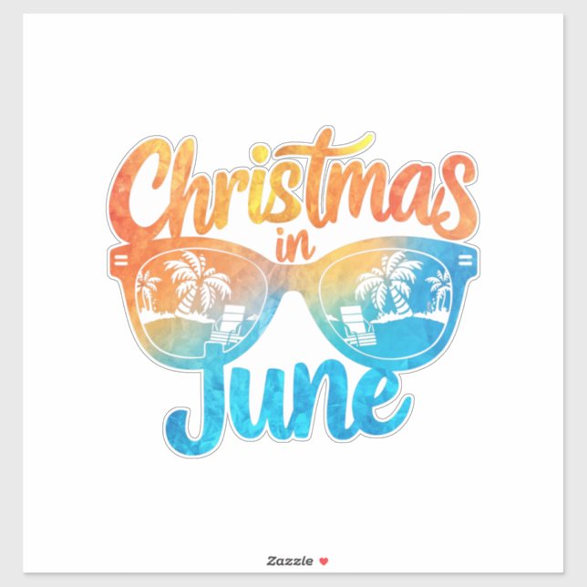 Christmas In June Sunglasses Funny Summer Vacation Sticker (Sheet)