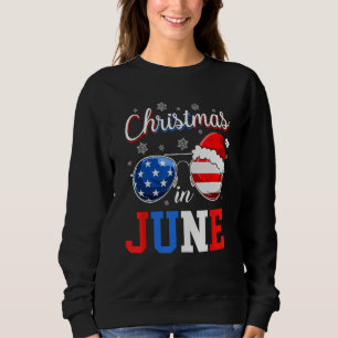 Christmas In June Sunglasses Santa American Flag V Sweatshirt