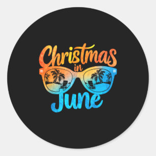 Christmas In June Sungles Funny Summer Vacation Classic Round Sticker
