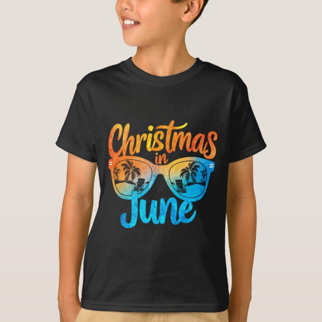 Christmas In June Sungles Funny Summer Vacation  T-Shirt (Front)