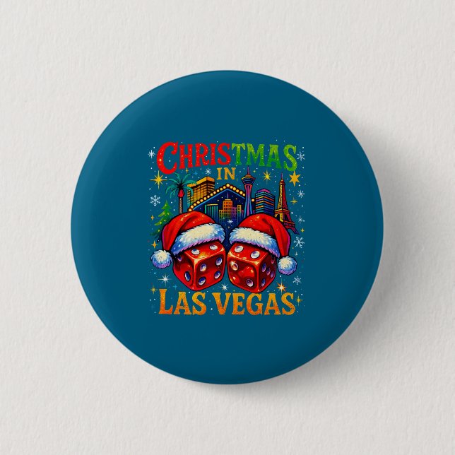 Christmas In Las Vegas Funny Holiday Design Long S Button (Front)