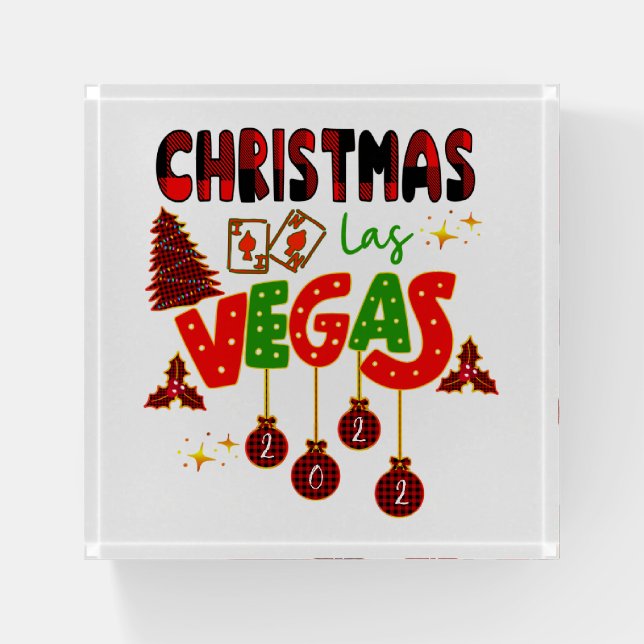 Christmas in Las Vegas Group Matching Typographic  Paperweight (Front)