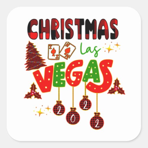 Christmas in Las Vegas Group Matching Typographic  Square Sticker