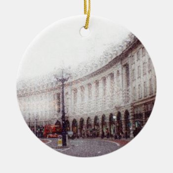 Christmas In London Double-sided Ceramic Ornament by InthePast at Zazzle