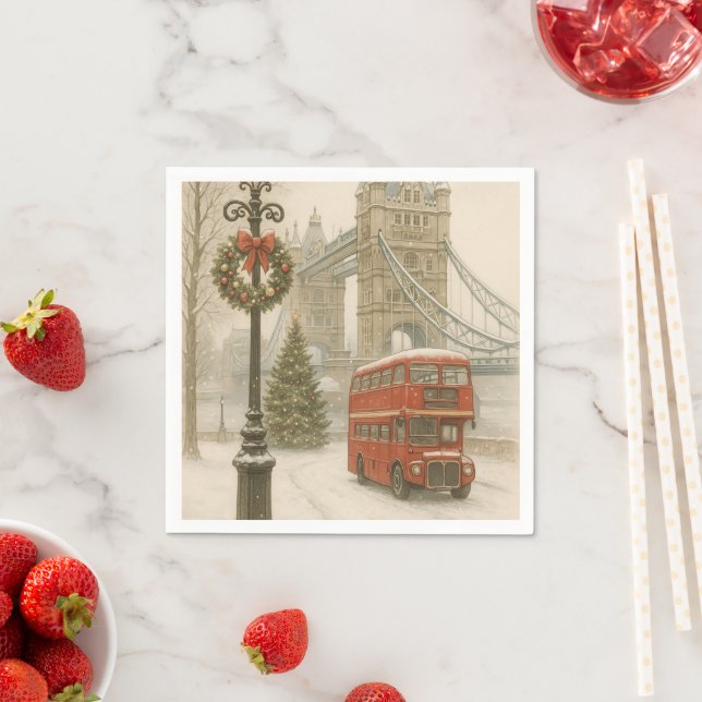 Christmas in London Gift for Traveler | Holiday Napkins (Insitu)